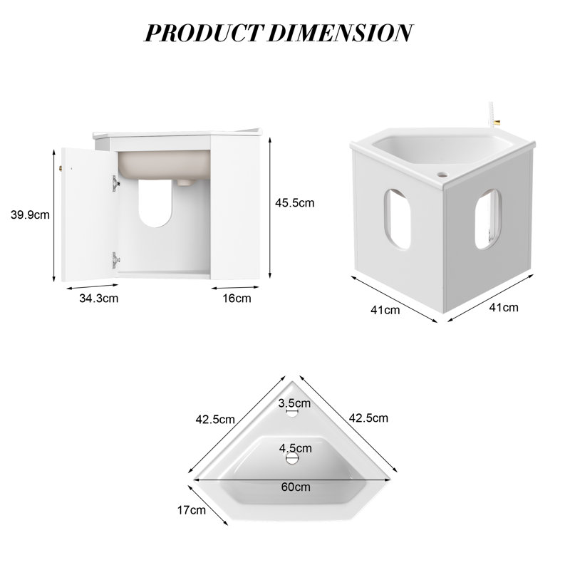 24'' Corner Single Bathroom Vanity Set With Ceramic Top