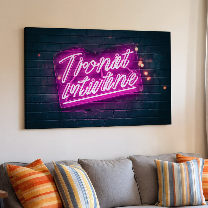 Toile, création d'une scène urbaine vibrante mettant en vedette une enseigne au néon incandescent affichant un texte de motivation en caractères gras