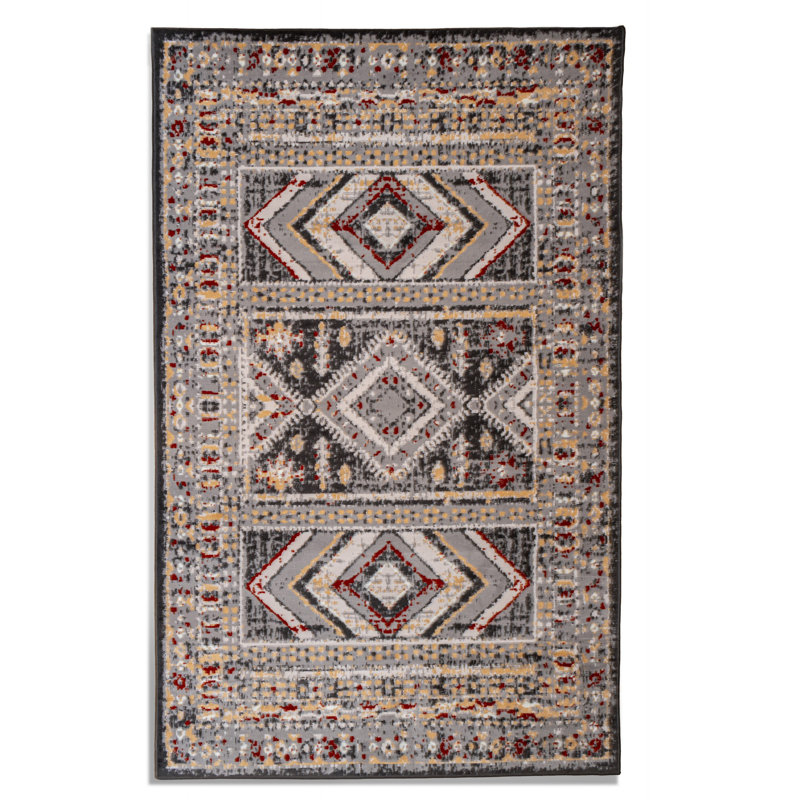 Tapis gris / brun clair Jovane Southwestern, Rectangle de 5 pi x 8 pi
