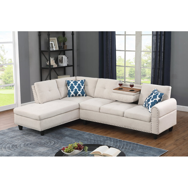 Equipped Sectional Sofa, Beige