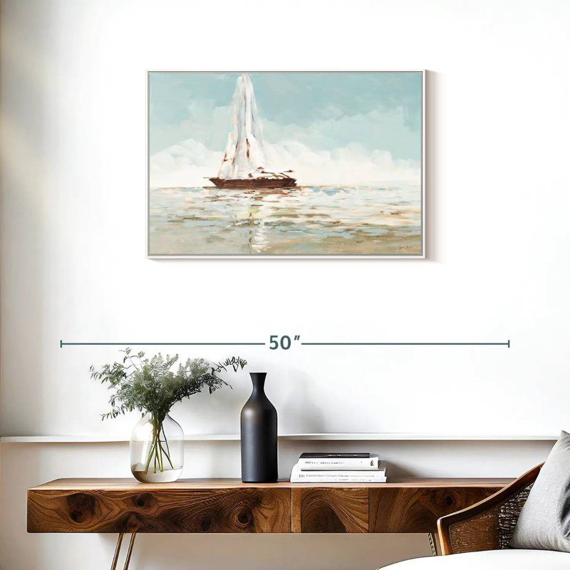 Voilier, Cadre flottant blanc, 31 po x 21 po