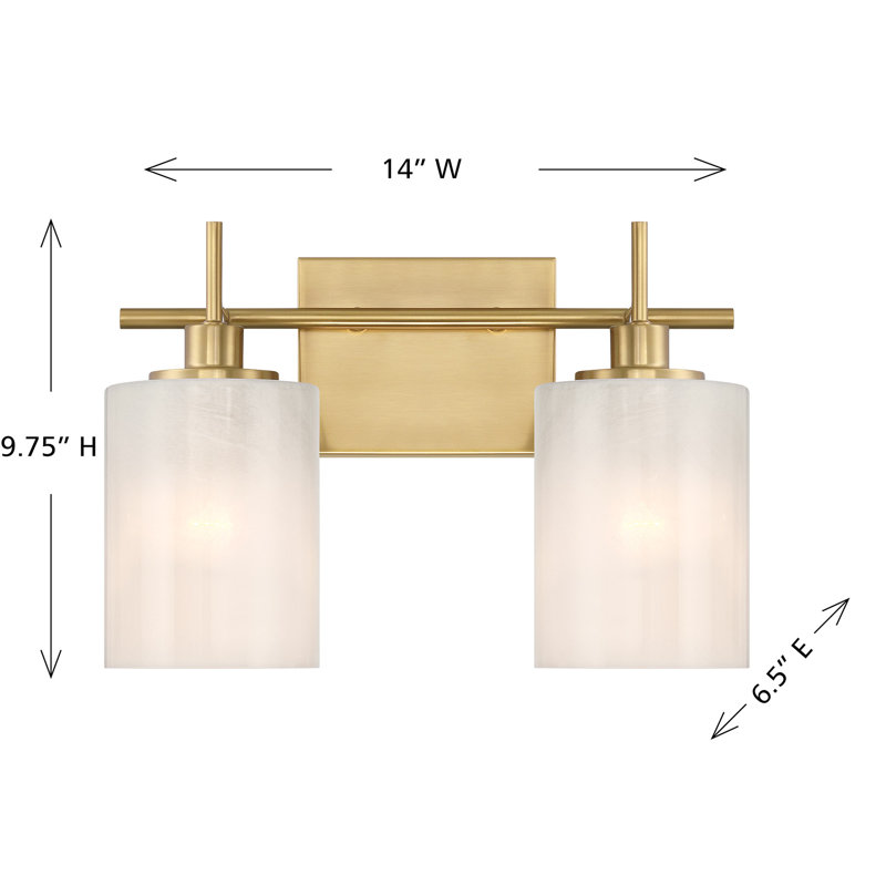 Omperkash 2-Light Bathroom Vanity Light in Natural Brass, Natural Brass