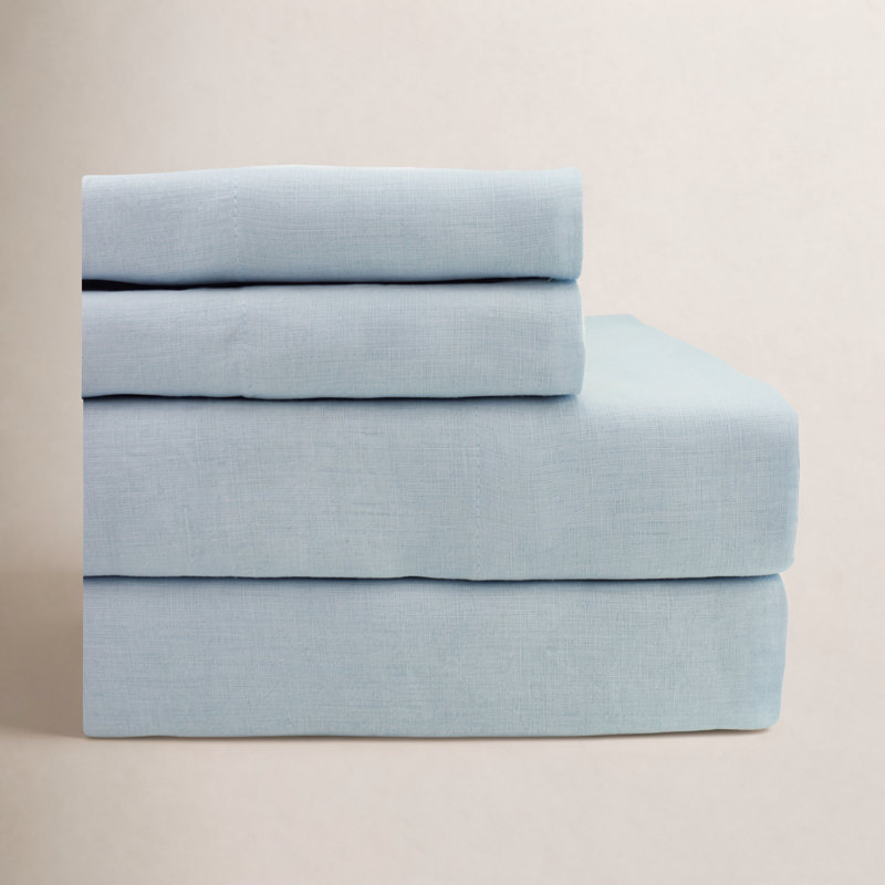 Brima 100% Linen - Set of 2, King, Light Gray Blue