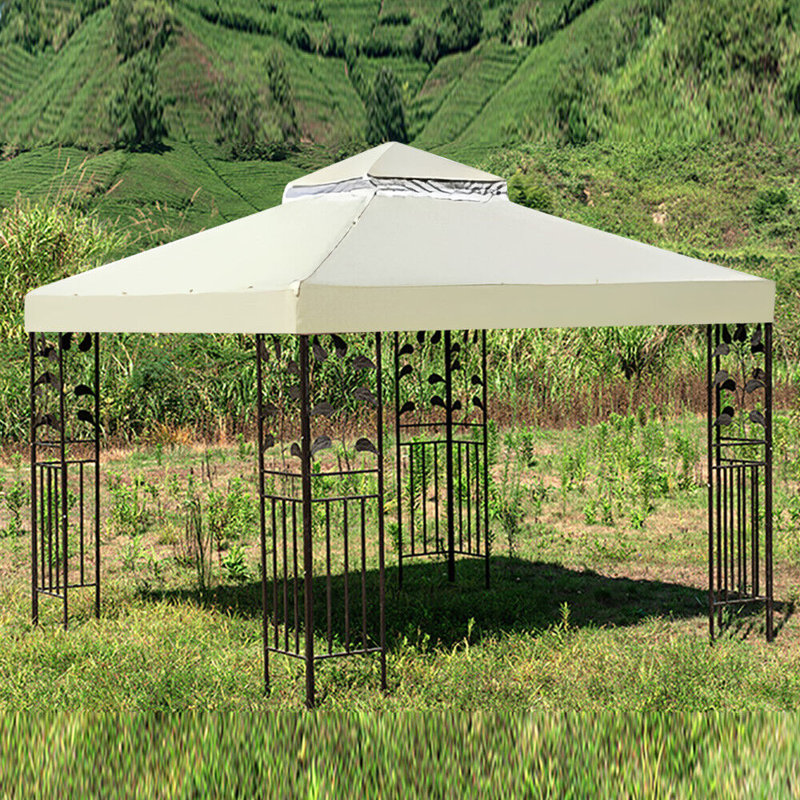 Toit de remplacement pour auvent 10 pi x 10 pi pour pavillon de jardin à 2 niveaux, Beige