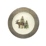 Joshua Melamine Plastic Pine Tree Moose Print Lodge Western Style 4 Piece Dinner Plate Set