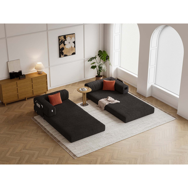 Canapé convertible 78,7 pouces, modulaire pour le salon et la chambre à coucher, canapé-lit confortable et polyvalent - gris
