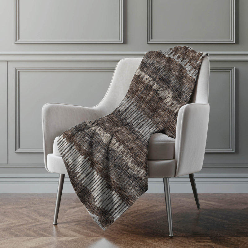 Premium Machine Washable Addison Sherpa Throw Blanket, Brown Abstract