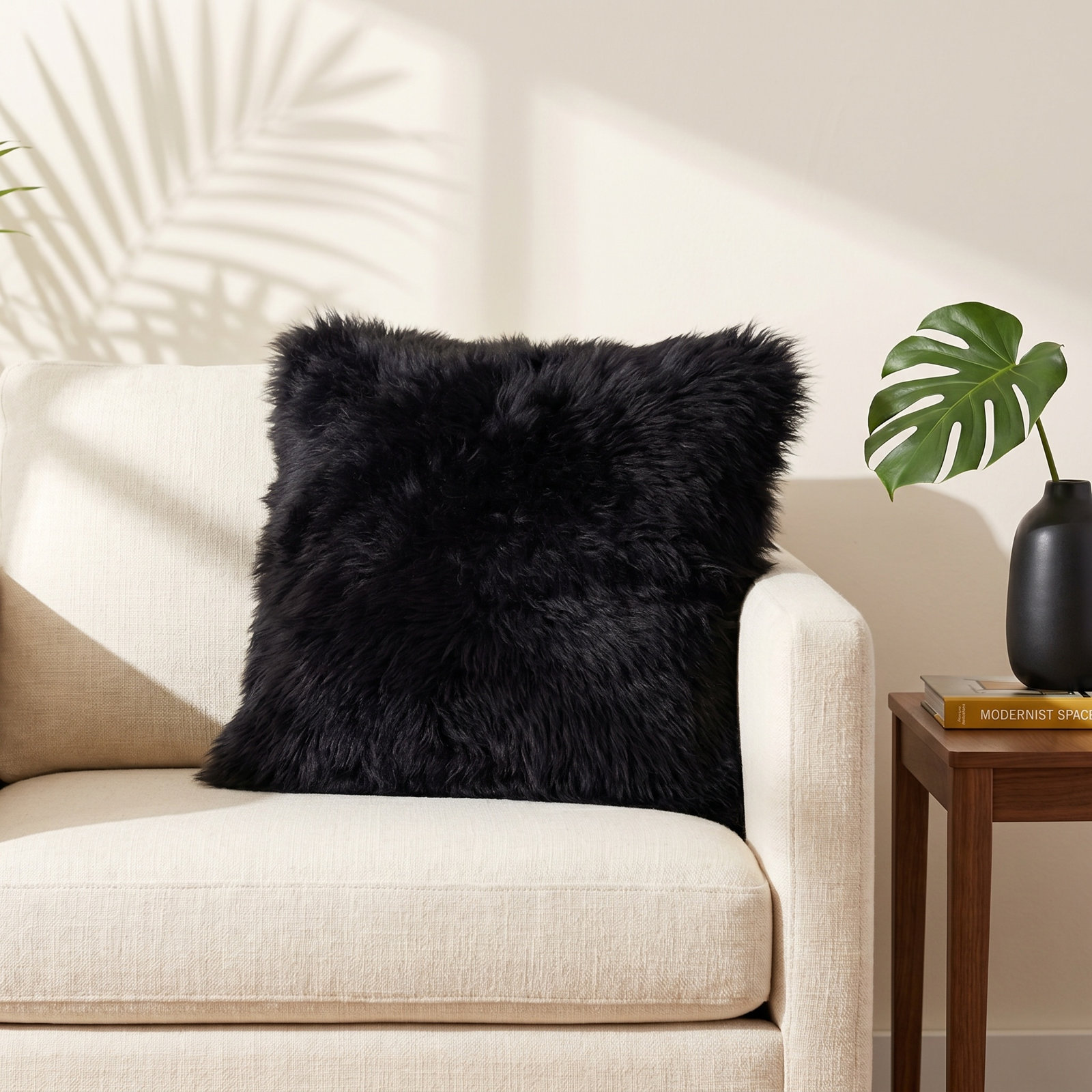Lecia 20" x 20" Throw Pillow, Black