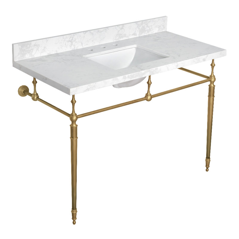 Kingston Brass Mayorca 37-Inch Quartz Console Sink with Brass Legs (8-Inch, 3-Hole)