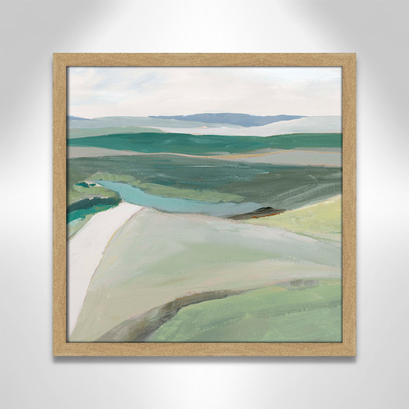 Fields Of Green II by Ian C, 17" H x 17" W x 1.25" D, Natural Framed