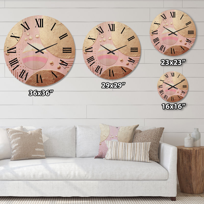 Horloge murale en bois doré Golden Moon, Très grand