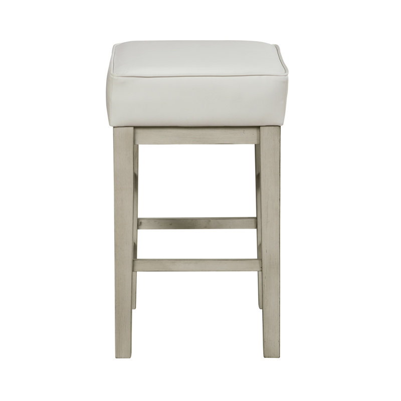 Drexil Solid Wood Counter Stool, White, White, Counter Stool (26” Seat Height)