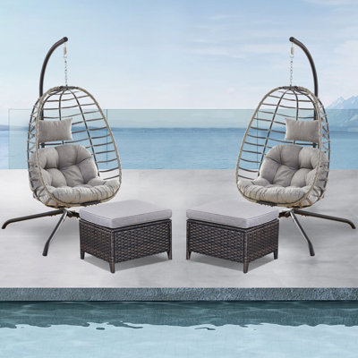 Chaise de patio inclinable avec coussins et repose-pieds Baja