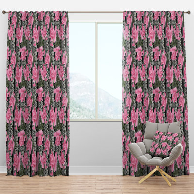 Motif de roses noires - Rideau de ferme - Velours obscurcissant - 1 panneau