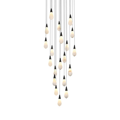 Lustre rond noir en albâtre Belote