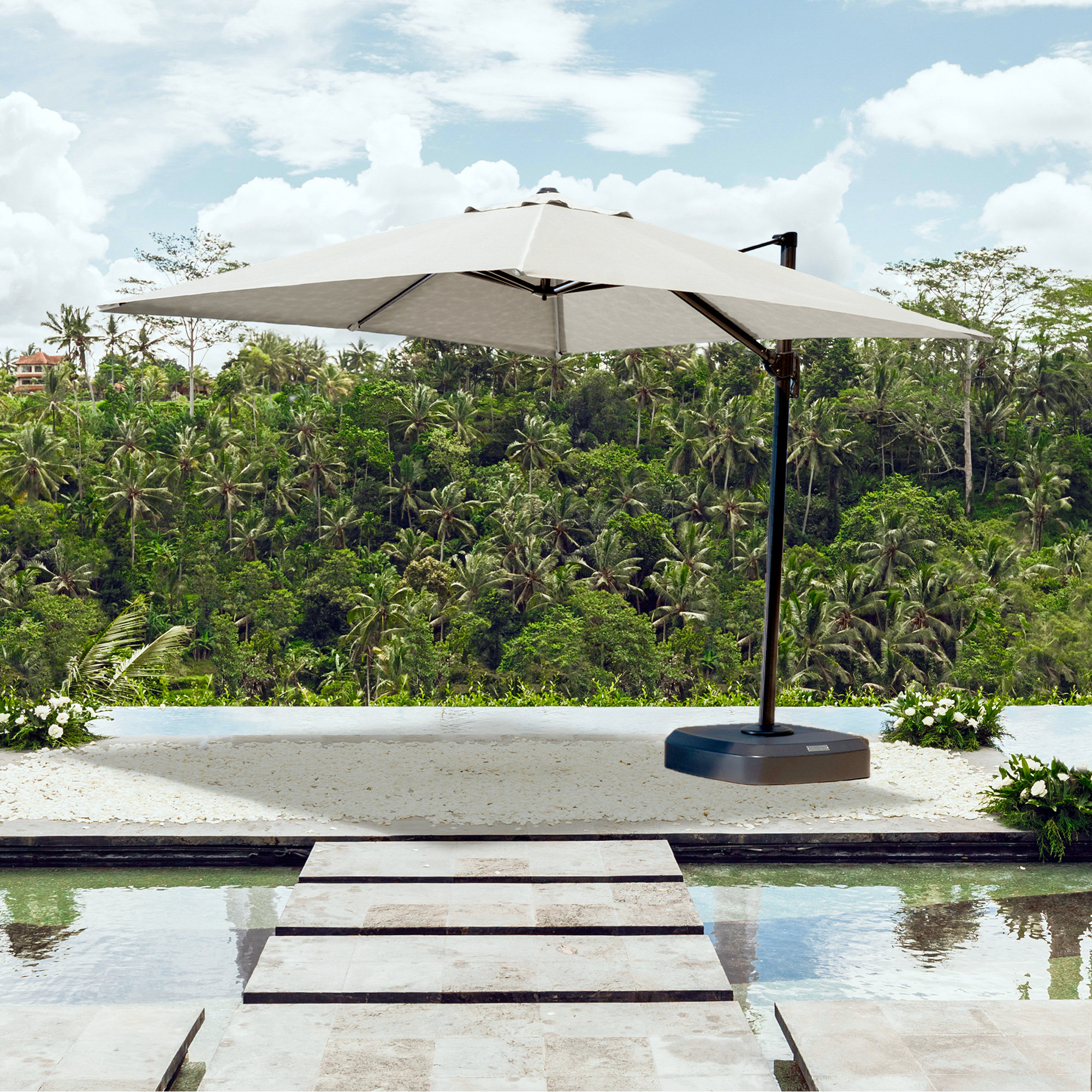 Tredyn 120'' Sunbrella® Cantilever Outdoor Umbrella, Spectrum Dove Sunbrella® Plainweave