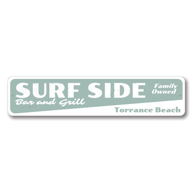 Enseigne en aluminium Surfside Bar & Grill, H 4 po x l 18 po x P 0,04 po