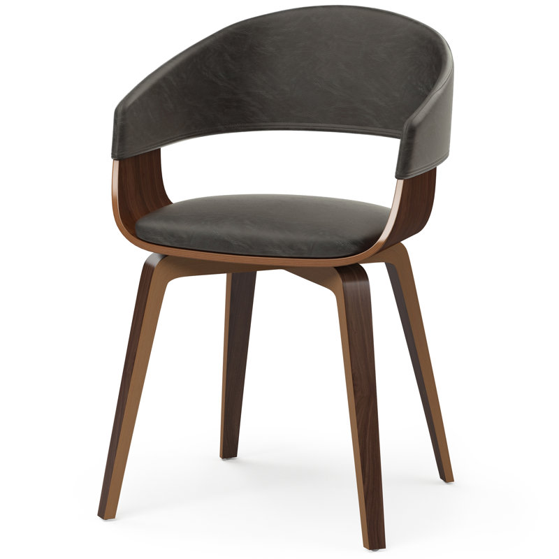 Chaise de salle à manger rembourrée avec dossier courbé Lowell, Brun