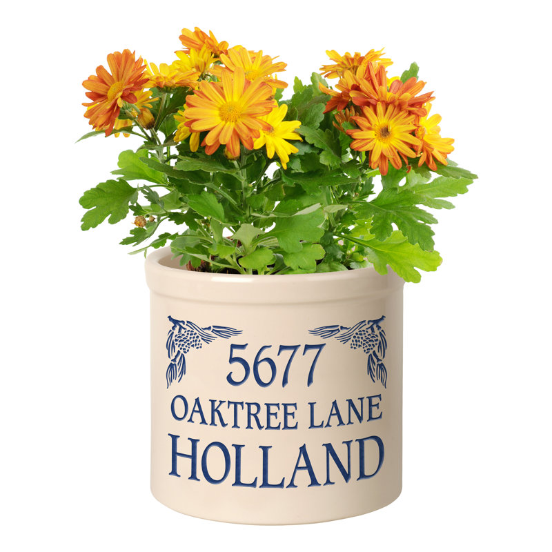 Pot à fleurs en céramique Woodham, Bleu, Oui