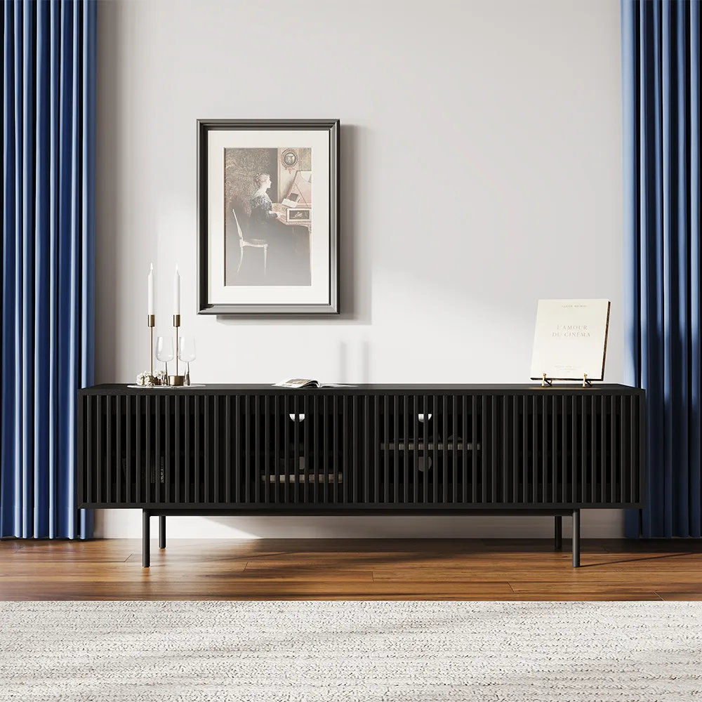Daila TV Stand, 21.26" H x 71" W x 18.89" D, Black