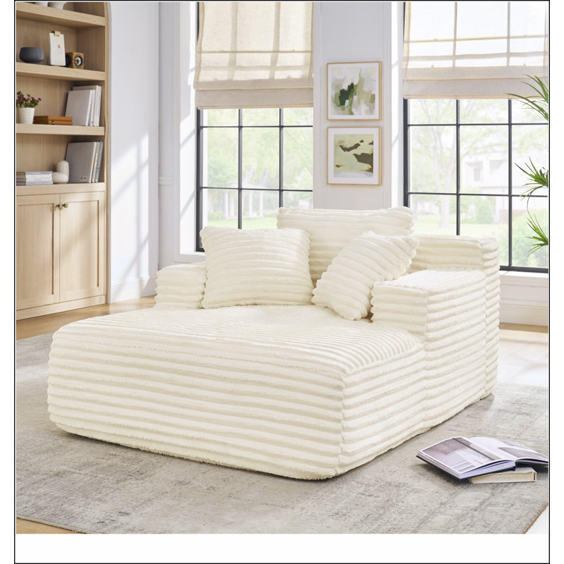 Méridienne rembourrée en velours côtelé rembourré avec assise profonde Living Room, Beige