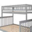 Lit simple superposé au dessus d'un lit double avec gigogne et escalier, gris-1332144291