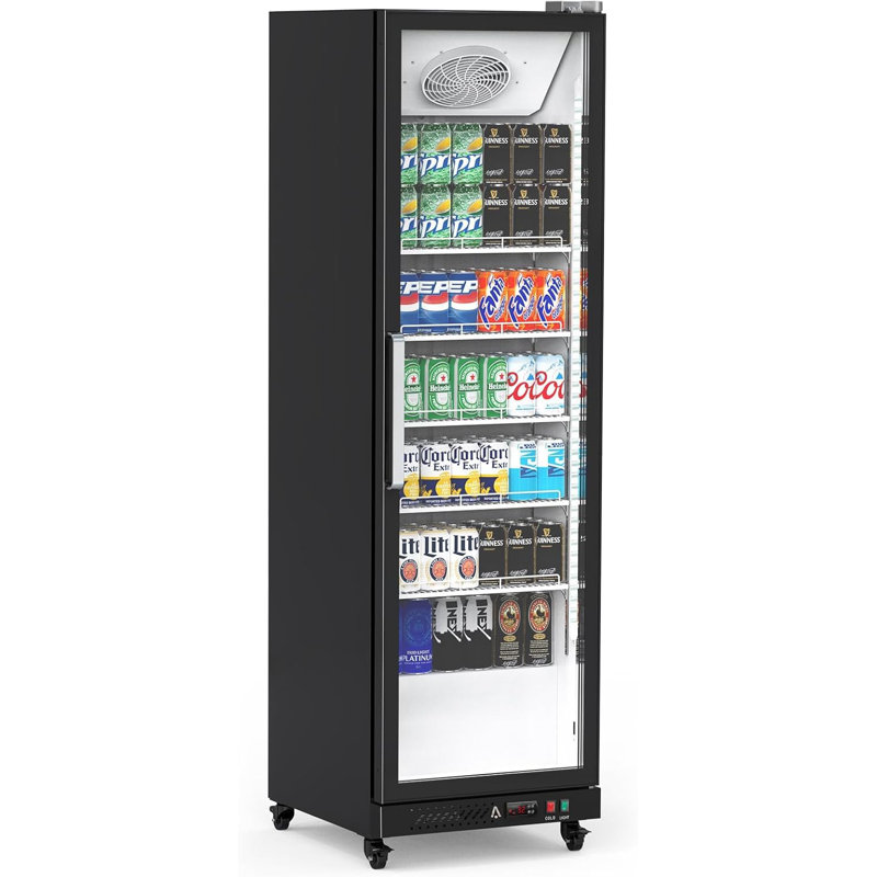 Commercial Display Refrigerator, 12.4 Cu.Ft. Beverage Refrigerator Glass Door Beverage Cooler, Upright Merchandiser Cooler Display Fridge With LED Light and Adjustable Shelves