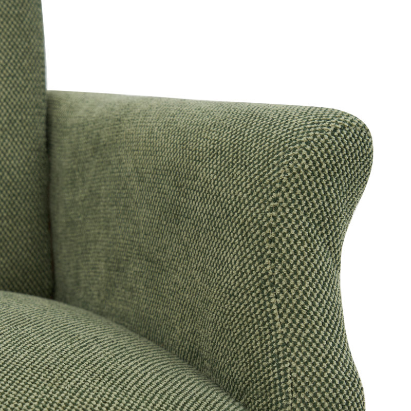 Amdad Tufted Linen Arm Chair, Green, Black