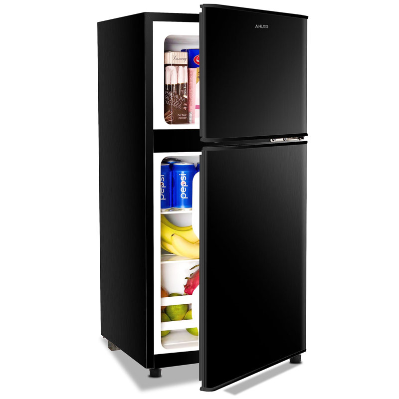 3.5 Cu.Ft Mini Fridge with Freezer, 2-Door Compact Refrigerator with 7-Level Thermostat & Removable Shelves for Home/Office/Dorm - Black