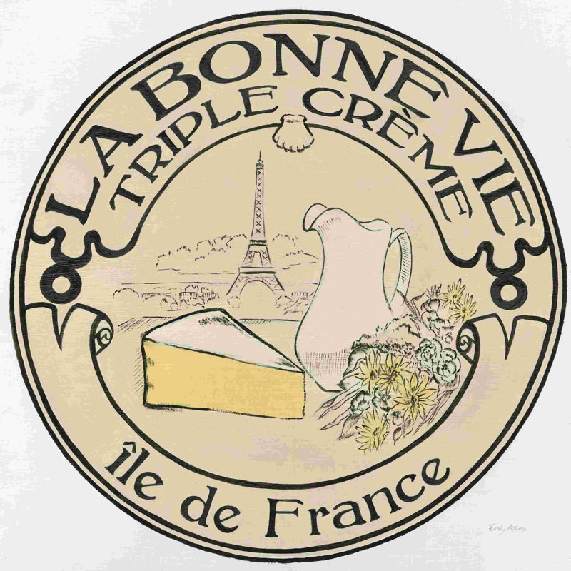 Étiquette de fromage rétro III, H 12 po x l 12 po