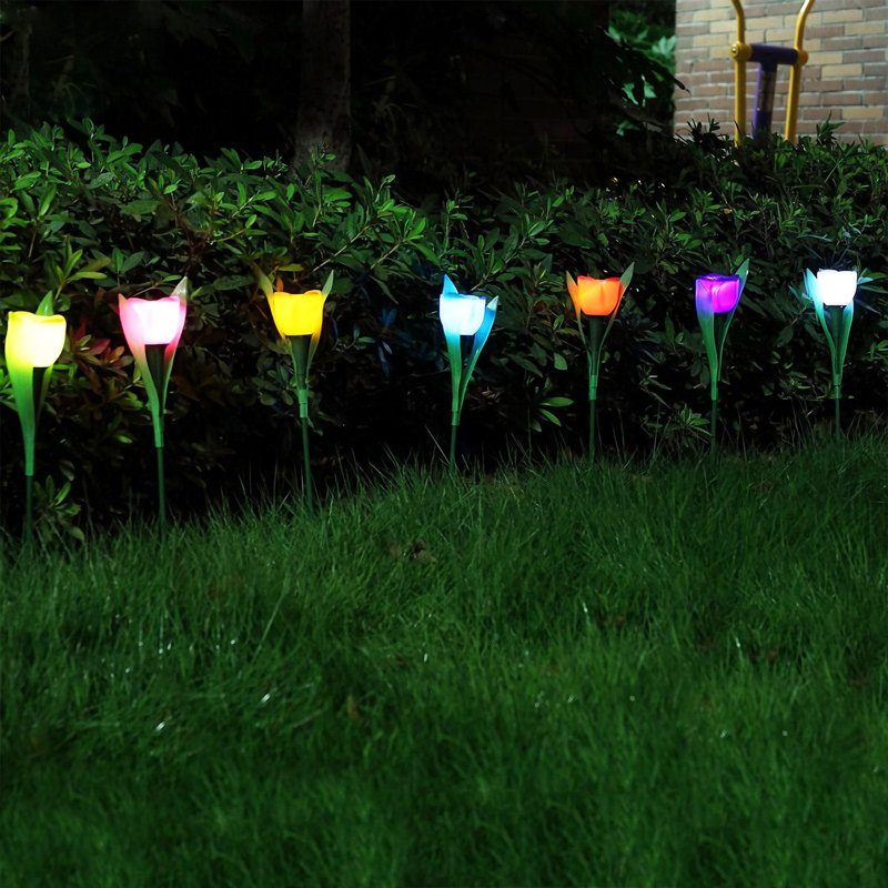 Solar LED Multicolor Tulip Pathway Lights Set of 6