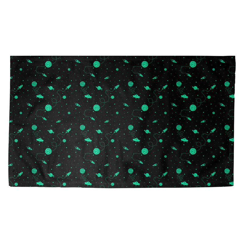 Tapis d’intérieur extérieur espace extérieur Avicia, L 39 po x L 63 po, Noir/vert