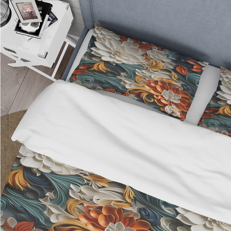 Calligraphy Essence II - Ensemble de housse de couette oriental - Microfibre de polyester