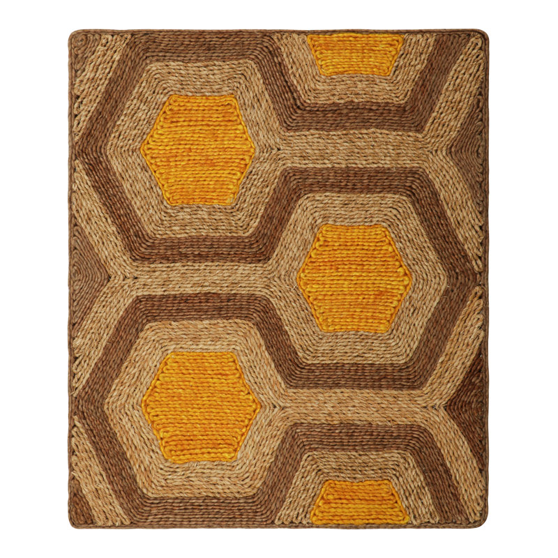 Abaca Collection Flatweave Jute / Sisal Geometric Area Rug in Cream, Rectangle 10' x 14'