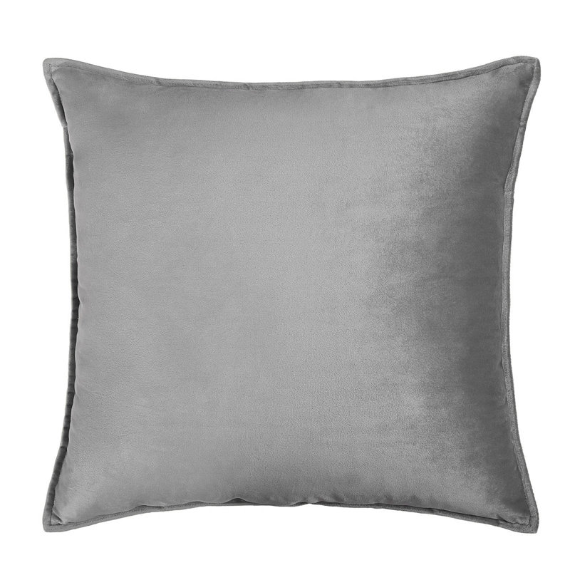 Square Velvet Pillow Cover & Insert, Light Gray, 22"H x 22"W
