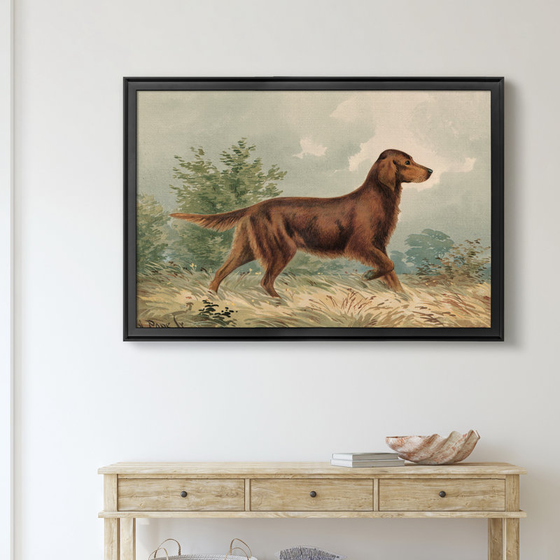 «Irish Setter I», reproduction d'art sur toile encadrée, Cadre noir, H 26,5 po x l 36,5 po x P 1,5 po