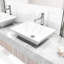 Lavabo de salle de bain vasque rectangulaire blanc mat en pierre avec robinet H 11 po L 18 po x l 14 po x H 5 po Vinca