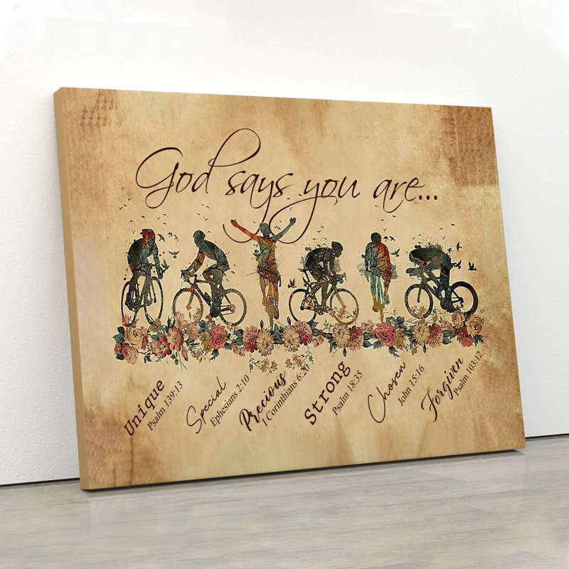 «Cycling - God Says You Are», toile tendue sur toile, H 11 po x l 14 po x P 2 po