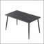 Table de salle à manger moderne en pierre artificielle avec pieds en métal noir, conception élégante pour six personnes, facile à nettoyer et durable