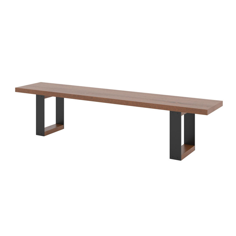 Banc en bois de bouleau et acier, H 18 po x l 56 po x P 16 po, Sapelli