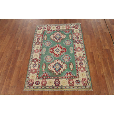 Green Kazak Handmade Accent Rug 3x4