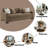 Darya Brown Suede Fabric Sofa W/4 Pillows