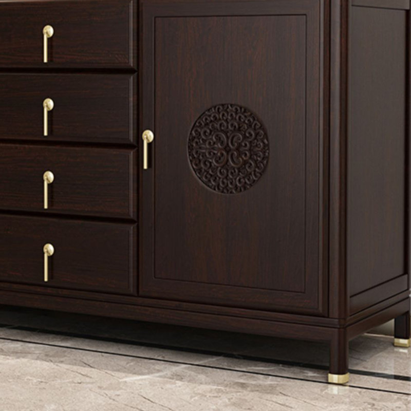Buffet en bois massif de style chinois, Brun