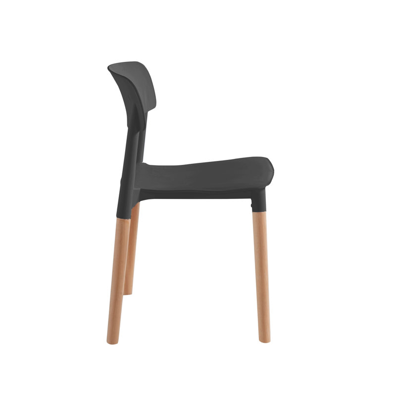 Ensemble de 4 chaises en bois et polypropylène Senaida, Noir, noir, noir, noir
