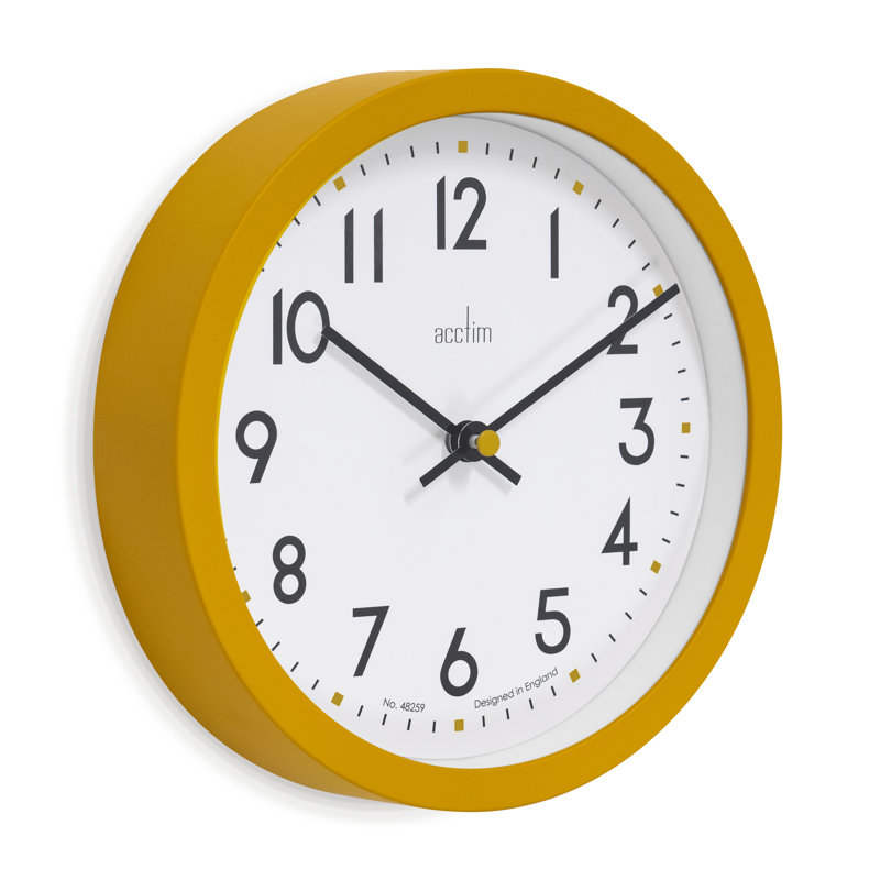 Acctim Elstow Small Kitchen Wall Clock Quartz Retro Style 20cm, Mustard