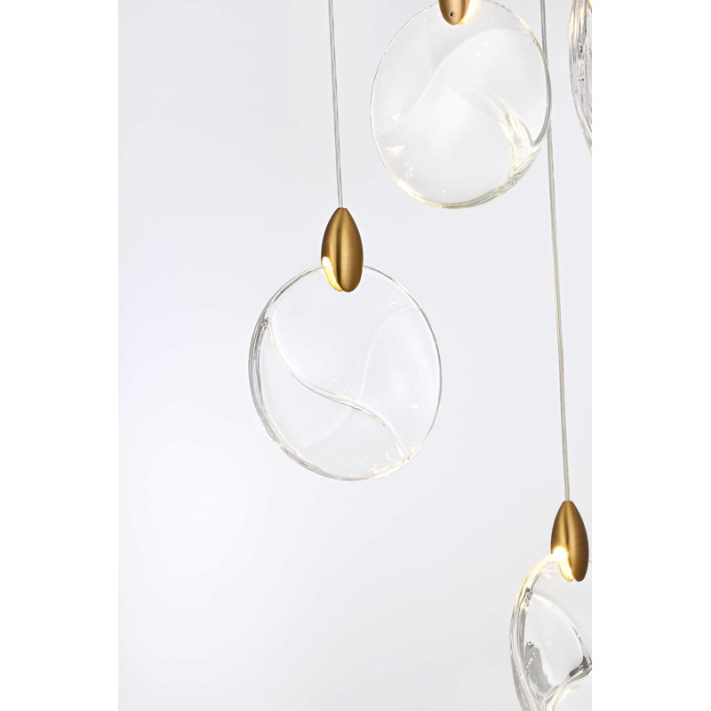 Luminaire suspendu en cristal 20 po Foreston, H 125 po x l 20 po x P 20 po, Or satiné