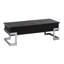 Table basse noire brillante et chromée avec plateau relevable
