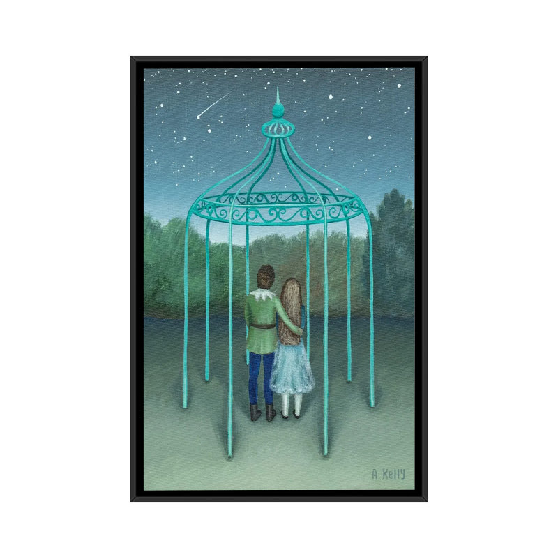 Étoile filante - reproduction d'art murale - toile encadrée, 40 po x 26 po, Toile avec cadre, Noir