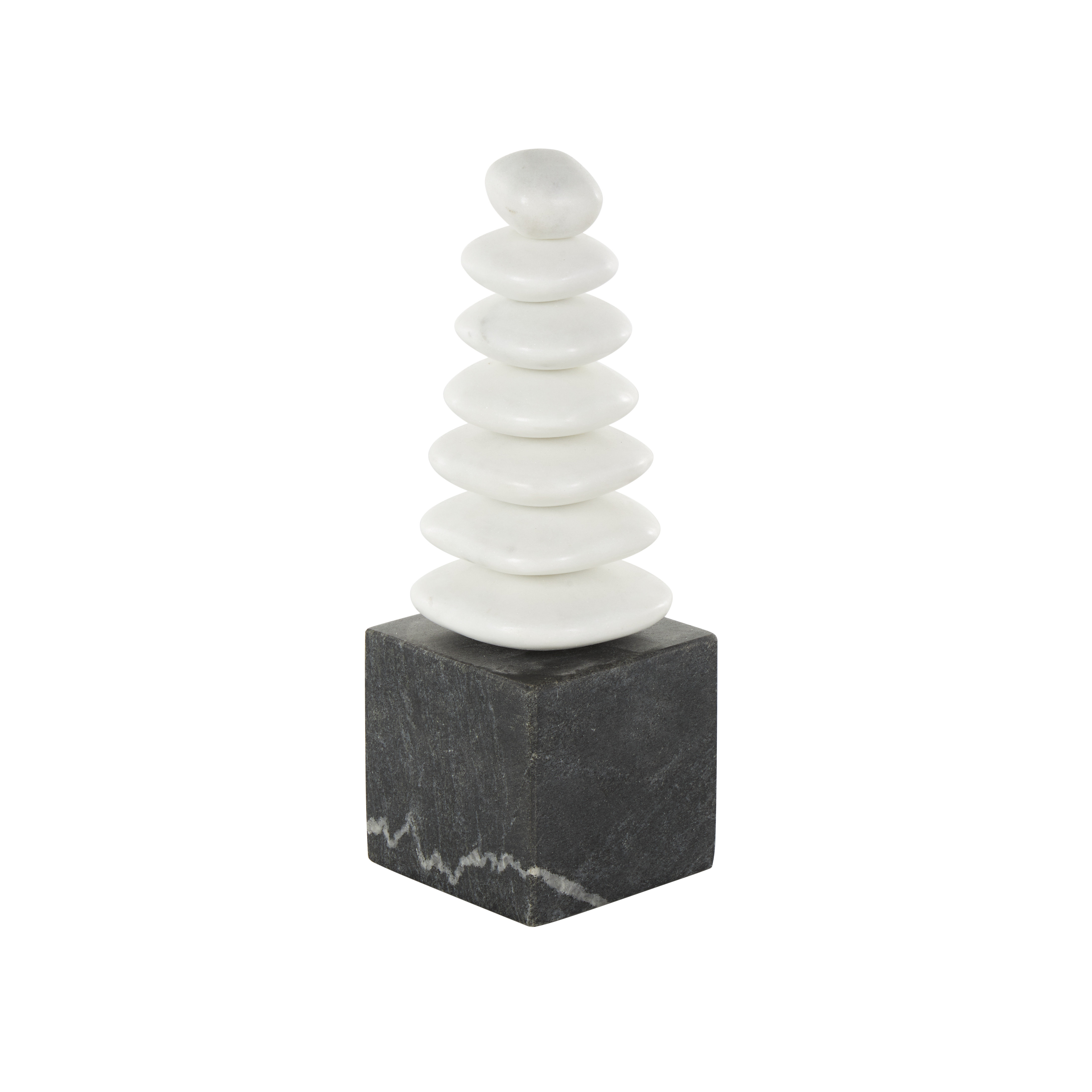 AllModern Odom Marble Stacked Stone Abstract Sculpture With Black Block ...
