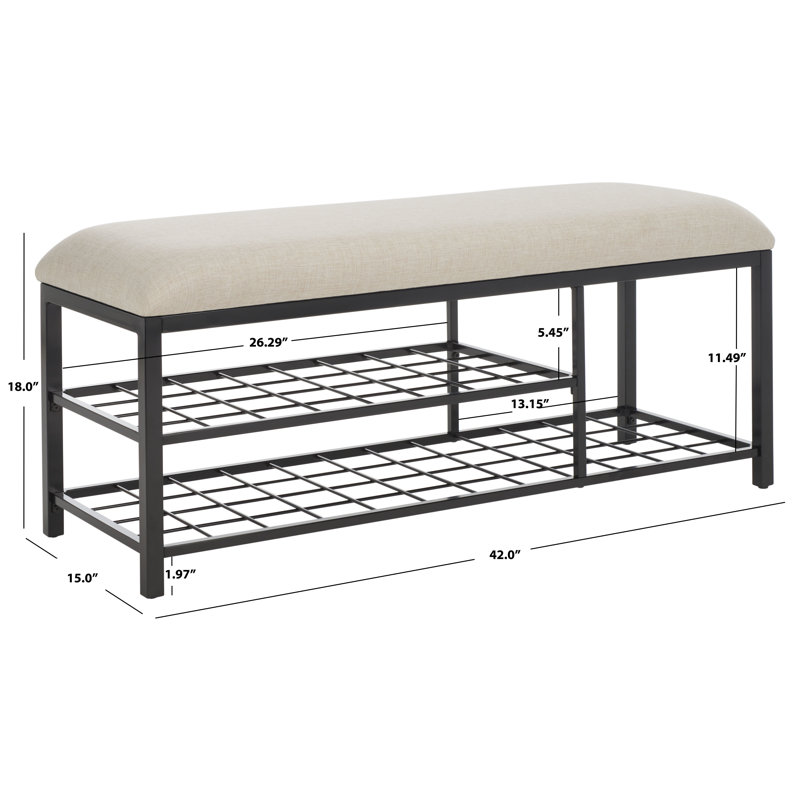 Edmea Polyester Upholstered Storage Bench, Cream